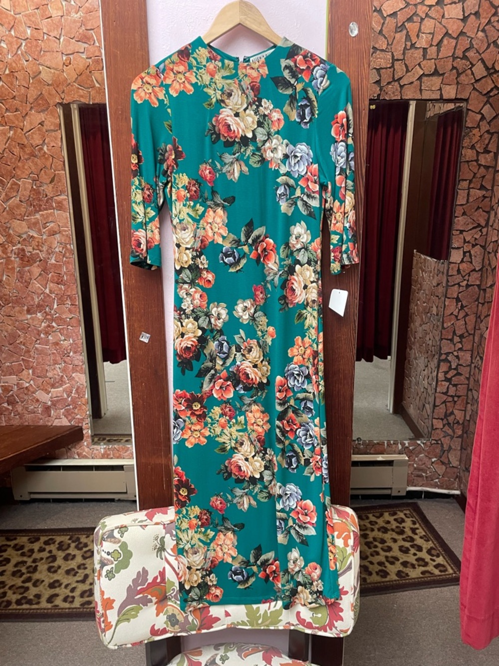 Alice + Olivia Teal Floral Midi Dress